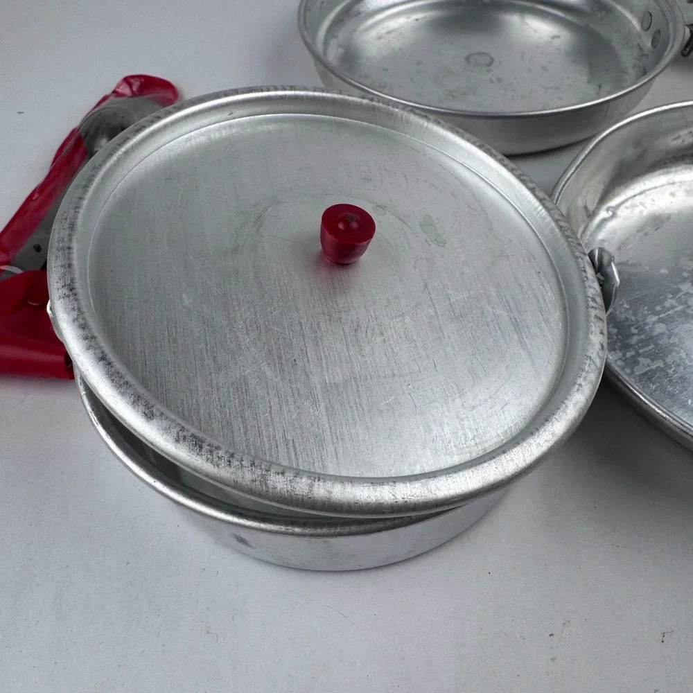 Vintage 5 Piece Mess Kit Aluminum Camping Outdoors Pot Cup